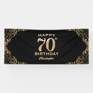 Banderoles 70e anniversaire Parties scintillant noir et or ca