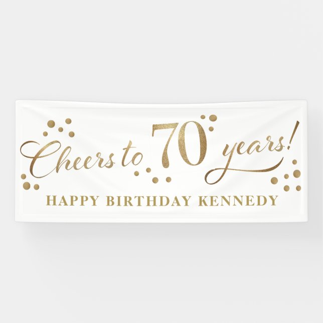 Banderoles 70e anniversaire Parties scintillant or (Horizontal)