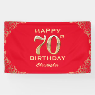 Banderoles 70e anniversaire Parties scintillant rouge et or