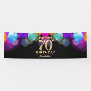 Banderoles 70e fête d'anniversaire Ballons noirs et or