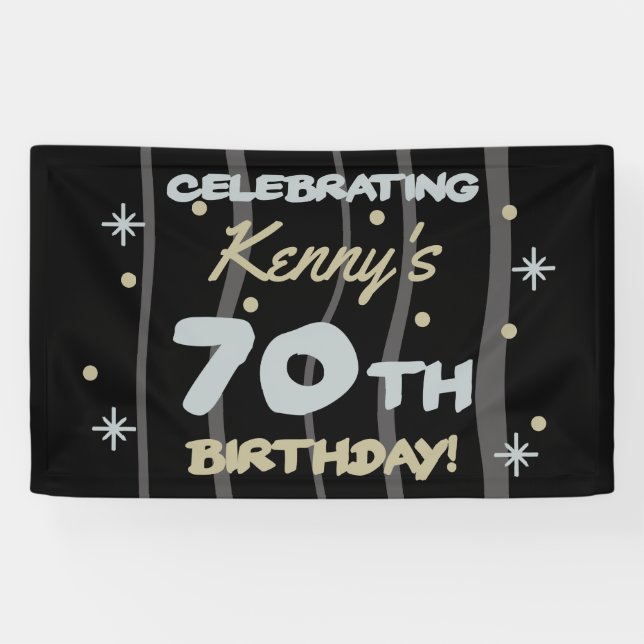 Banderoles 70th Birthday Party Ajouter votre nom (Horizontal)
