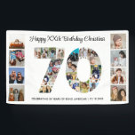 Banderoles 70th Birthday Party Numéro 70 Photo Collage<br><div class="desc">Marquez soixante-dix ans de merveilleux souvenirs et des aventures avec ce captivant 70e anniversaire Numéro Photo Collage. Ce modèle personnalisable est le mélange parfait de créativité et de sentiment, vous permettant de créer un cadeau vraiment mémorable pour la journée spéciale de votre bien-aimé. Capturez l'essence d'années incroyables dans un seul...</div>
