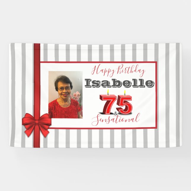 Banderoles 75 & SENSATIONAL 75th Birthday Party Banner (Horizontal)