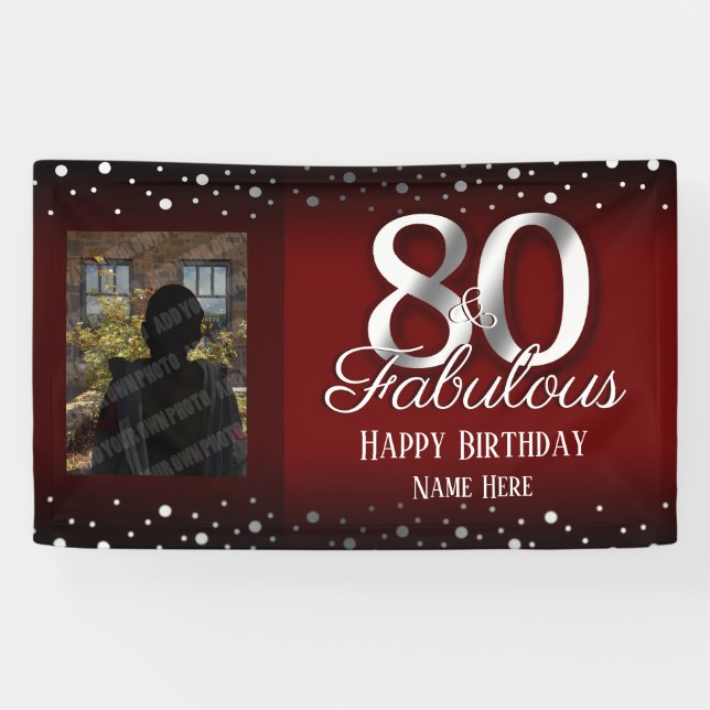 Banderoles 80 ans et fabuleuse photo Confetti (Horizontal)