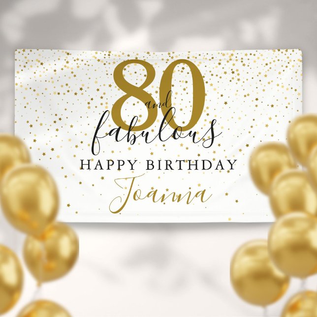 Banderoles 80 et fabuleux anniversaire Elegant Gold et Black (80 and Fabulous Birthday Elegant Gold and Black Banner)
