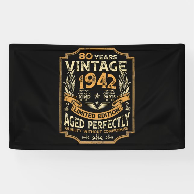 Banderoles 80 Year Old Vintage 1942 80th Birthday (Horizontal)