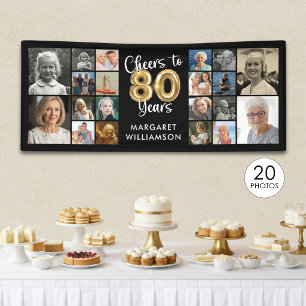 Banderoles 80e Anniversaire 20 Collage de photos À 80 ans de