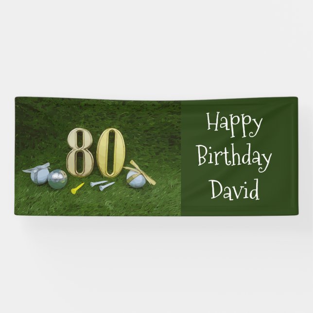 Banderoles 80e anniversaire au golfeur avec balle de golf (Horizontal)