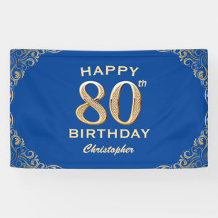 Banderoles 80e anniversaire Parties scintillant bleue et or c