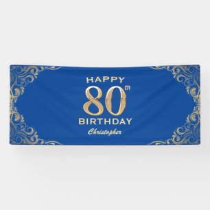 Banderoles 80e anniversaire Parties scintillant bleue et or c
