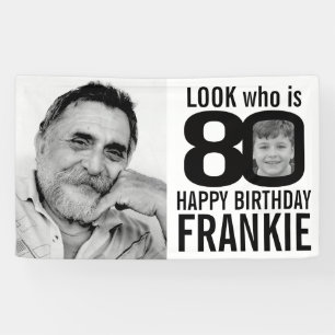 Banderoles 80e anniversaire rose look 80 photo personnalisée