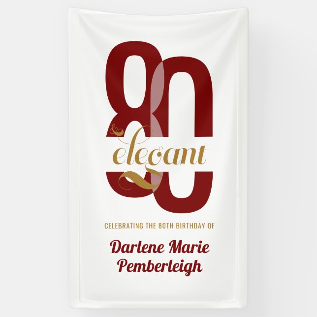 Banderoles 80e anniversaire Ruby Red Gold 80e (Vertical)