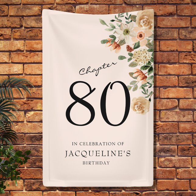 Banderoles 80e anniversaire Vintage Floral (Our elegant 80th Birthday vintage floral banner from Zazzle. Easily personalized for a unique touch.)