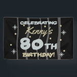 Banderoles 80th Birthday Party Ajouter votre nom<br><div class="desc">Fêtez un anniversaire important avec ces fournitures personnalisables de fête d'anniversaire!</div>