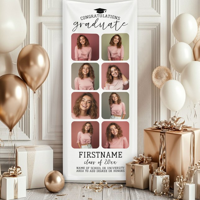 Banderoles 8 Collage Photo de Remise de Diplômes Moderne Mini (Custom Graduation Photo Banner - Great backdrop and Graduation Party Decoration)