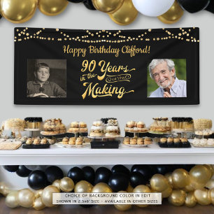 Banderoles 90e anniversaire Black Gold String lumières Retro 