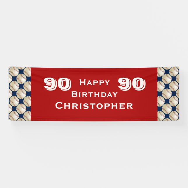 Banderoles 90e Anniversaire de Baseball, Rouge (Horizontal)