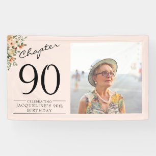 Banderoles 90e anniversaire Floral Pink Photo