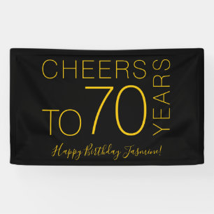 Banderoles À 70 ans, Black Gold Élégant Anniversaire