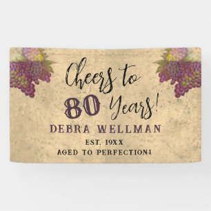 Banderoles À 80 Ans Élégant Rustique Vin Anniversaire