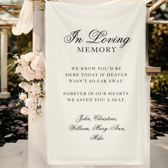 Banderoles "À la Mémoire Affectueuse" Classique Mémorial de M ("In Loving Memory" Classic Wedding Memorial Beige Banner)