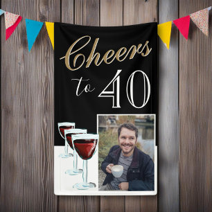 Banderoles À la santé de 40 ans Photo de vin rouge élégant 40
