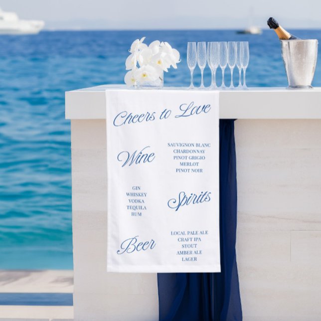 Banderoles À l'amour - Menu du bar de mariage avec texte de b (Cheers to Love Script Wedding Bar Menu Banner Sign)