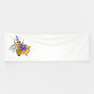 Banderoles Abeille à fleurs avec plantes sauvages