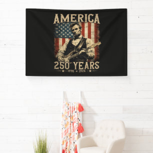 Banderoles Abraham Lincoln Jouant de la Guitare 4 Juillet