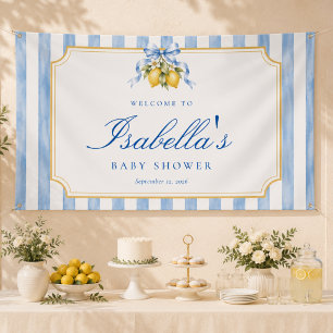 Banderoles Accueil Baby Shower Amalfi Blue Bow Citrus Lemon