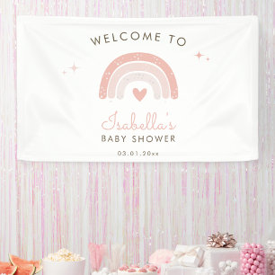 Banderoles Accueil Baby shower d'aquarelle rose arc-en-ciel