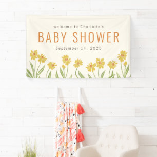 Banderoles Accueil Baby shower Fleur Jaune