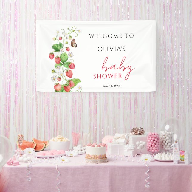 Banderoles Accueil Baby shower fraise (Fête)