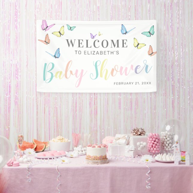 Banderoles Accueil Baby shower papillons (Fête)