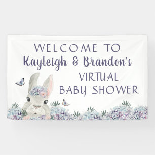 Banderoles Accueil Baby shower virtuel Bunny en aquarelle