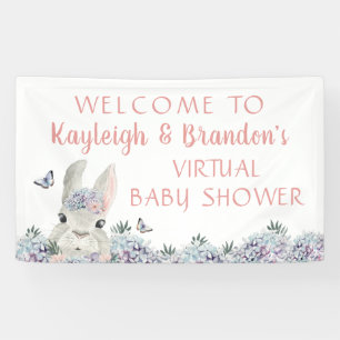 Banderoles Accueil Baby shower virtuel Bunny en aquarelle