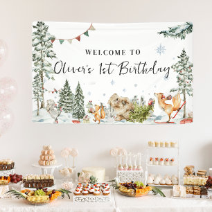 Banderoles Accueil d'anniversaire Enchanted Winter Woodland