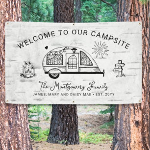 Banderoles Accueil de camping rustique personnalisé