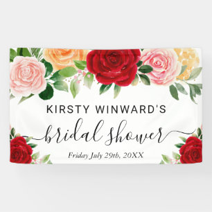 Banderoles Accueil de la douche nuptiale aux roses orange rou