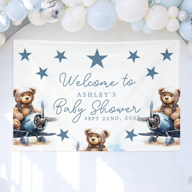Banderoles Accueil du Baby shower de l'avion Teddy Bear (Créateur téléchargé)