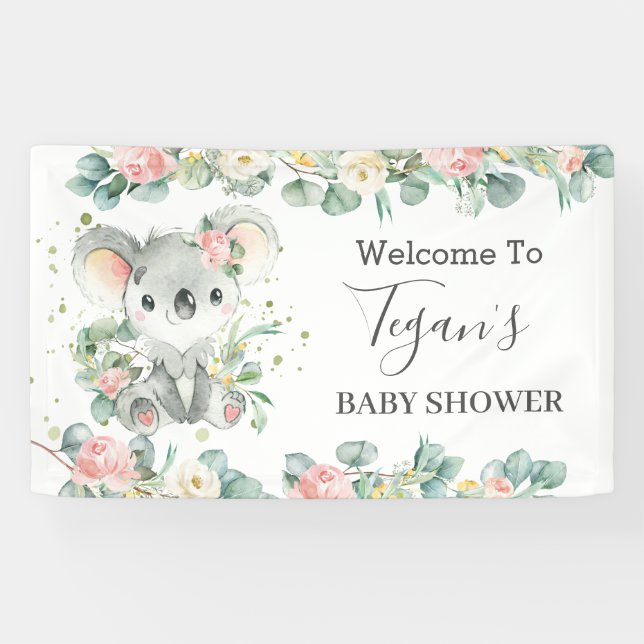 Banderoles Accueil Floral Cute Koala Eucalyptus Retour (Horizontal)