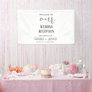 Banderoles Accueil mariage élégant noir et blanc Accueil