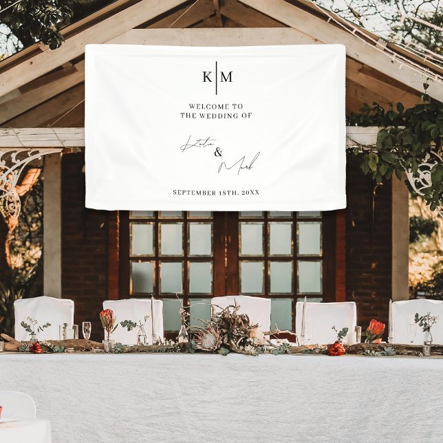 Banderoles Accueil Moderne Pour Notre Réception De Mariage (Modern Welcome To Our Wedding Reception Banner)