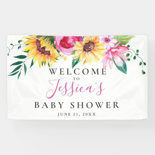 Banderoles Accueil personnalisé Baby shower de tournesol (Horizontal)
