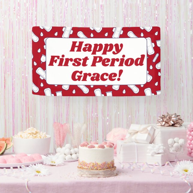 Banderoles Ado fille heureux première période rouge menstruel (Fête)