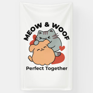 Banderoles Adorable chat et chien Hug - Meow & Woof Design