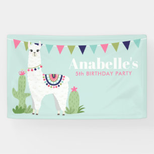 Banderoles Adorable Llama Personnalisé Anniversaire de enfant