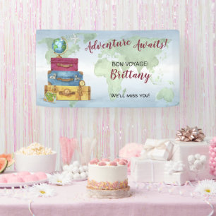 Banderoles Adventure Await Suitcases Fête de déménagement Adi