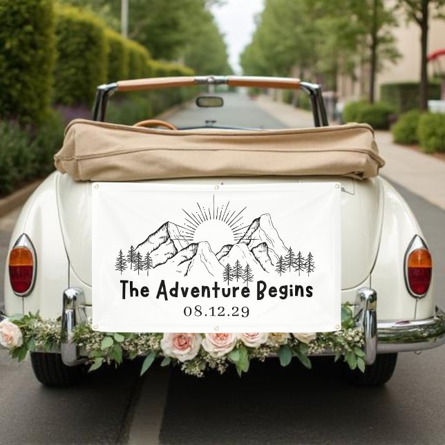 Banderoles Adventure Begins Just Married Banner (Créateur téléchargé)