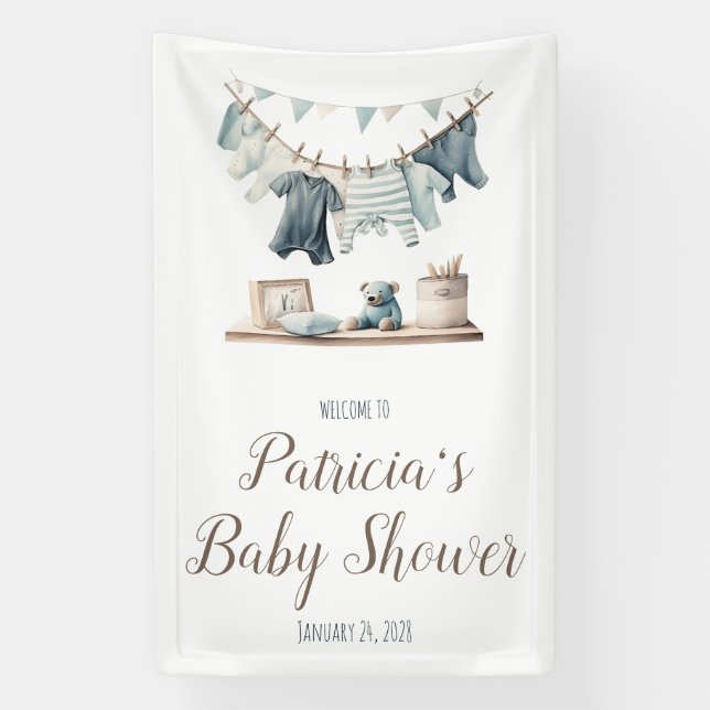 Banderoles Affiche de bienvenue Baby shower de linge de bébé  (Verticale)